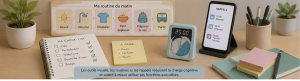 Outils d'organisation et aides visuelles pour soutenir les fonctions exécutives chez une personne autiste